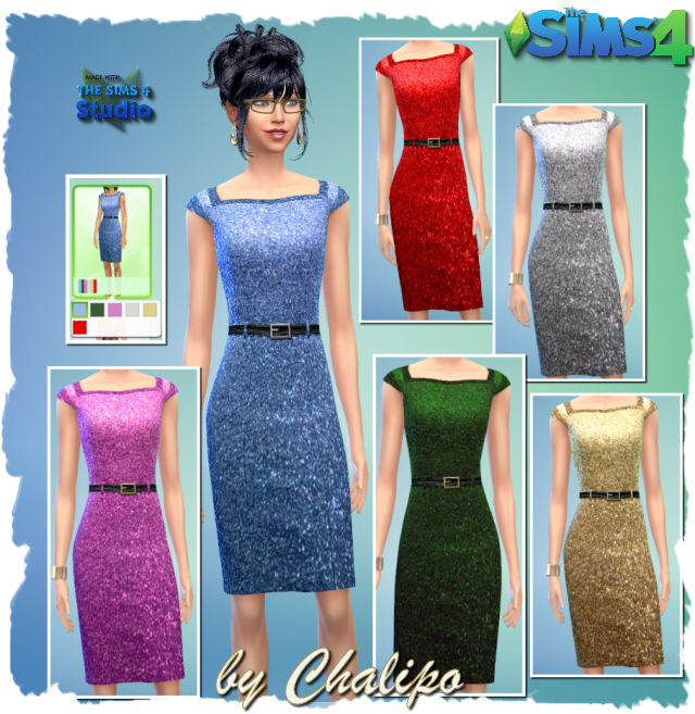 Sims 4 Glitter dress by Chalipo at All 4 Sims