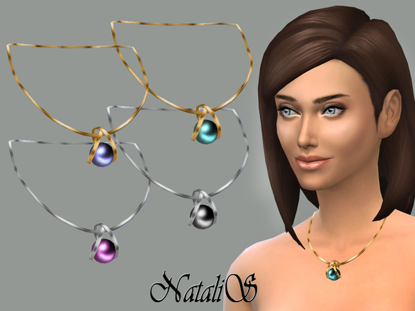 Sims 4 Necklace pearl pendant by NataliS at TSR