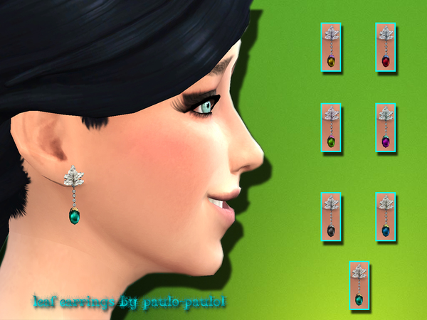 Sims 4 Leaf earrings by paulo paulol at TSR