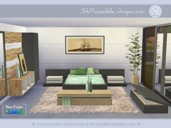 Sims 4 Sea Foam bedroom by SIMcredible! at TSR