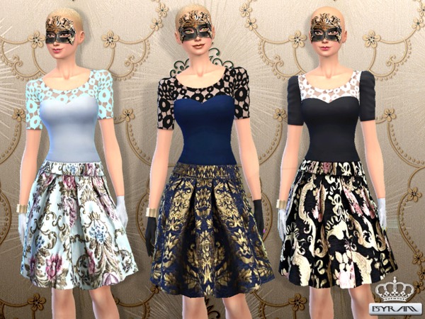 Sims 4 Rose Midi Set skirt, top and mask by EsyraM at TSR