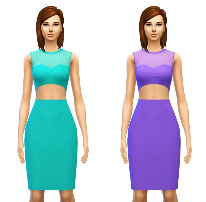 Sims 4 Minimalist Cut out Waist Dress at Sim4ny
