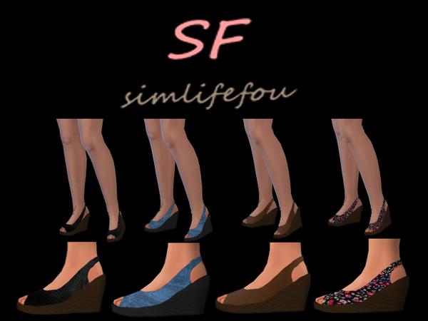 Sims 4 Mix Wedges Shoes by foufouchouchou at TSR