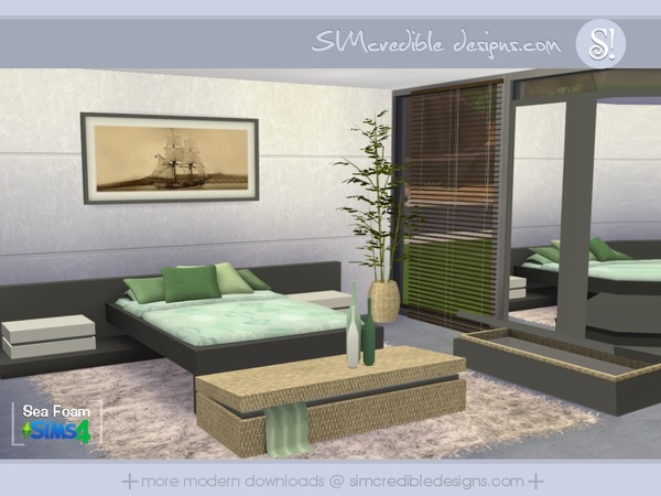 Sims 4 Sea Foam bedroom by SIMcredible! at TSR