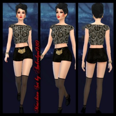 Outfits and rose tattoo at Amberlyn Designs » Sims 4 Updates