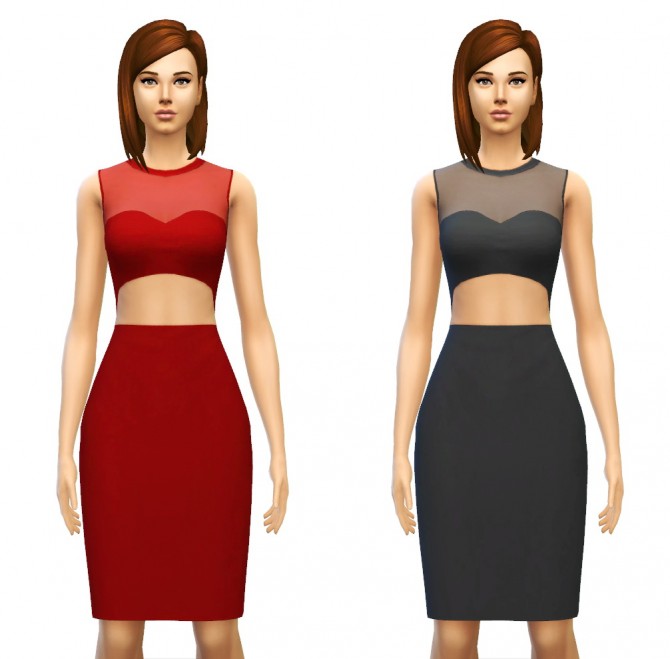 Sims 4 Minimalist Cut out Waist Dress at Sim4ny