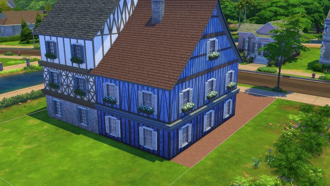 Sims 4 Blue Alsace wall at Meinkatz Creations