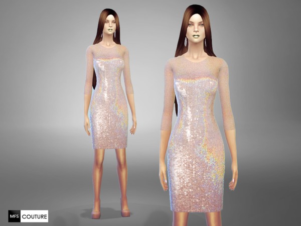 Sims 4 MFS Sequin Tight Dress by MissFortune at TSR
