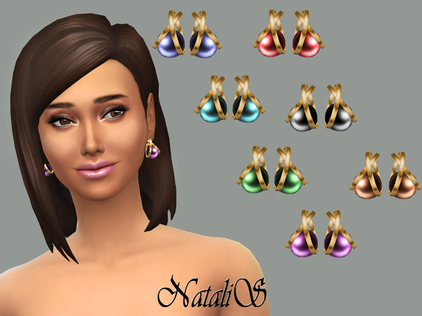 Sims 4 Hoop and pearl earrings by NataliS at TSR
