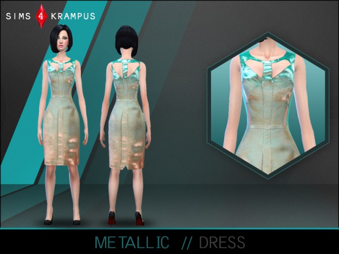 Sims 4 Metallic cutout dress at Sims 4 Krampus