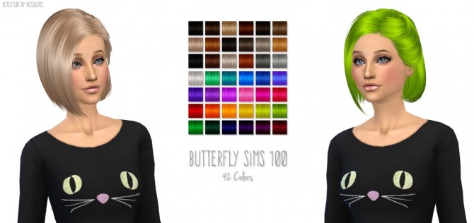 Sims 4 8 retextures each hair in 40 colors at Nessa Sims