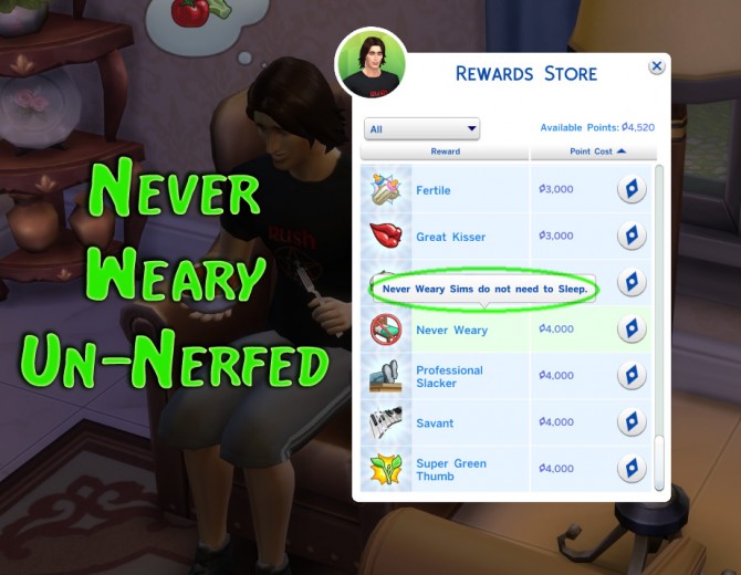 Sims 4 Never Weary Un Nerfed by scumbumbo at Mod The Sims