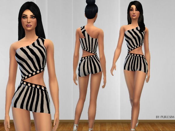 Sims 4 Striped Bodysuit by Puresim at TSR