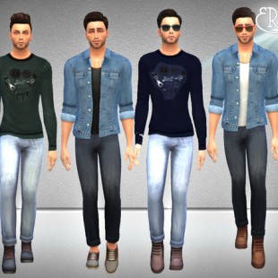 Top, jeans dress and shoes for kids at Irink@a » Sims 4 Updates