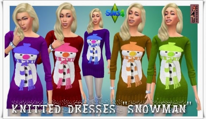 Sims 4 Snowman Knitted Dresses at Annett’s Sims 4 Welt