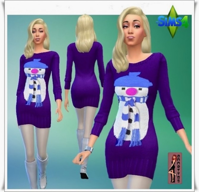 Sims 4 Snowman Knitted Dresses at Annett’s Sims 4 Welt