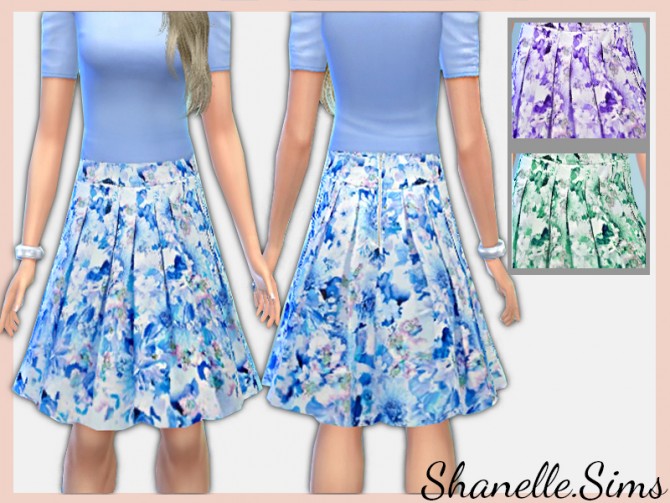 Sims 4 Midi skirt in floral print at Shanelle Sims