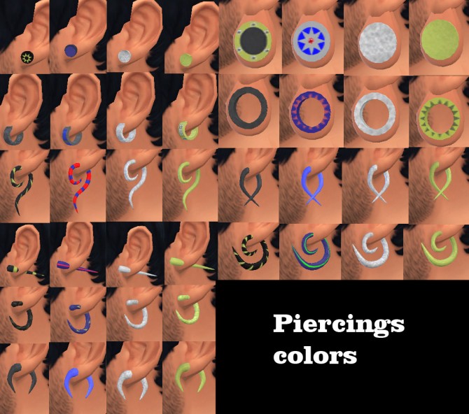 Sims 4 10 Piercings set semi layerable by necrodog at Mod The Sims