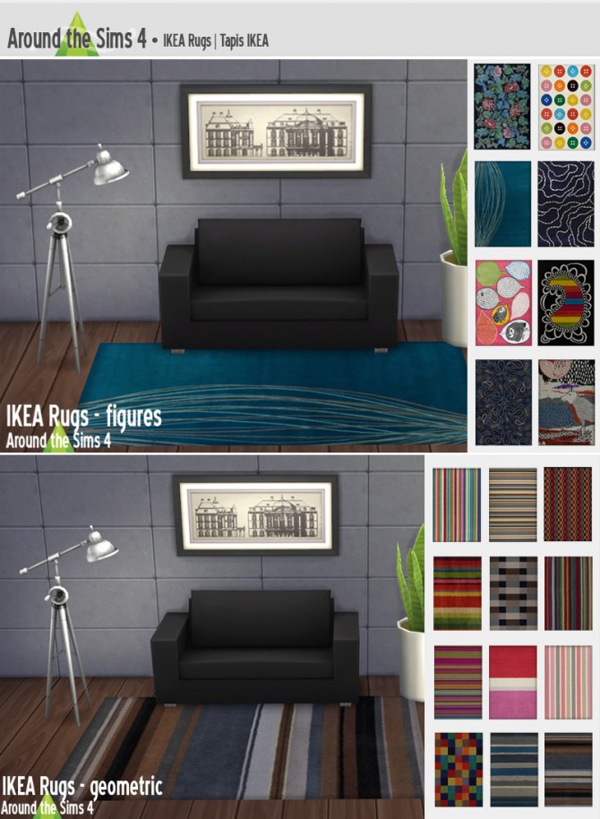 Sims 4 Figures and geometric rugs by Sandy at Around the Sims 4