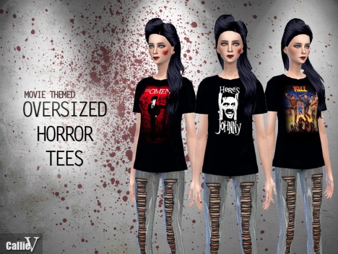 Sims 4 Oversized horror tees at CallieV Plays