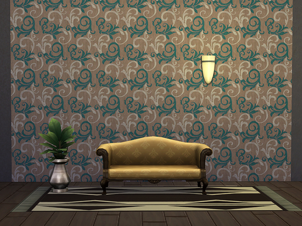Sims 4 Curly Pattern Wallpaper by Rirann at TSR