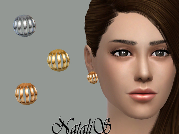 Sims 4 Cage like stud earrings by NataliS at TSR