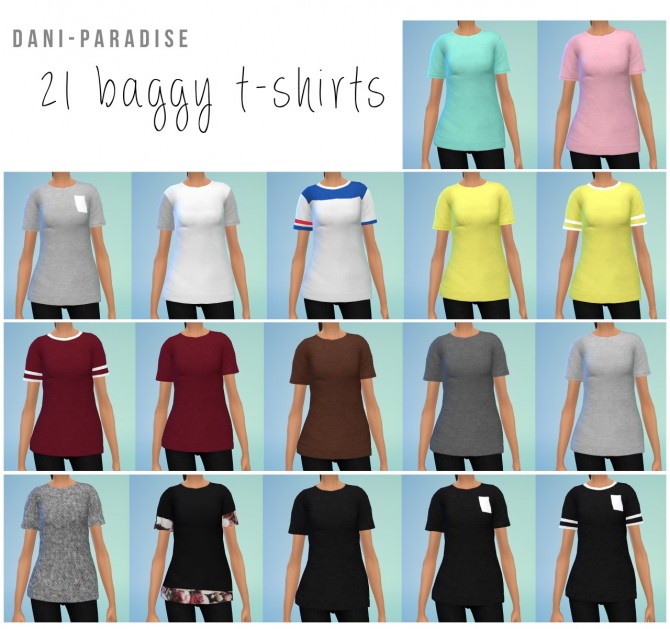 Sims 4 21 baggy t shirts at Dani Paradise