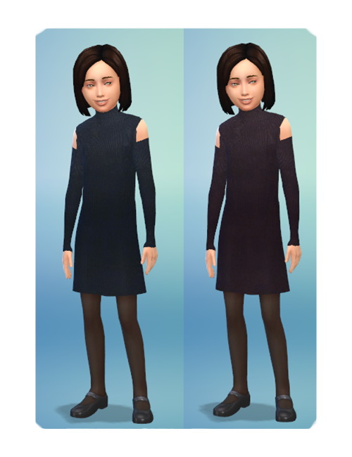 Sims 4 Shoulder Cutout Dress for Kids at Belle’s Simblr