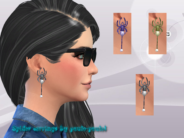 Sims 4 Spider earrings by paulo paulol at TSR