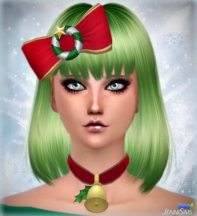Sims 4 Necklace Bell Xmas, Bow Christmas at Jenni Sims