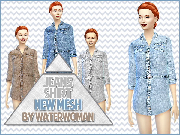 Sims 4 Denim shirt by Waterwoman at Akisima