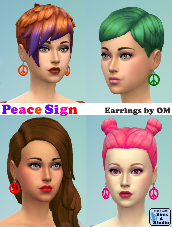 Sims 4 Peace Earrings by OM at Sims 4 Studio