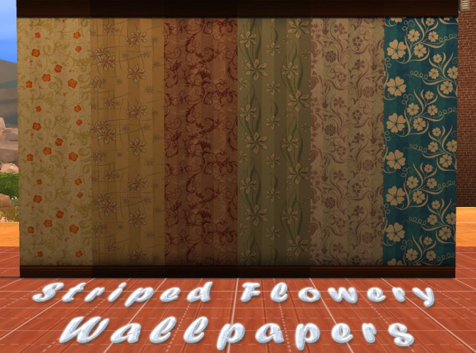 Sims 4 Striped Flowery Wallpapers by xegtx at Mod The Sims