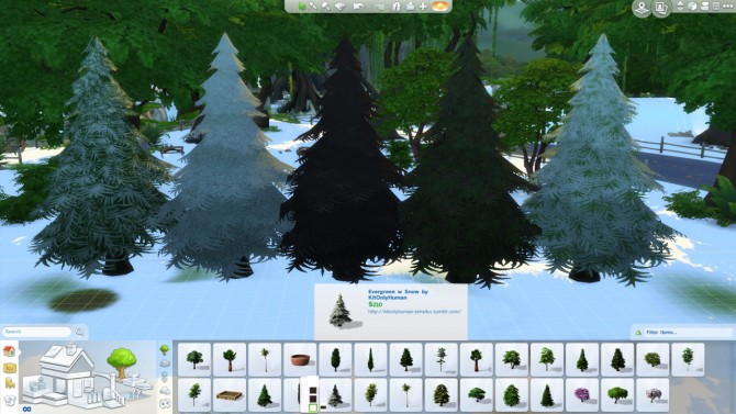 Sims 4 Evergreen Pack of 5 tree recolors at KitOnlyHuman