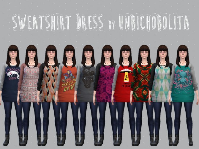 Sims 4 Sweeshirt dress at Un bichobolita