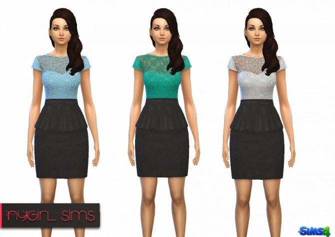 Sims 4 Floral Lace Peplum Dress at NyGirl Sims