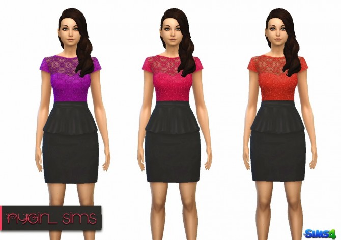 Sims 4 Floral Lace Peplum Dress at NyGirl Sims