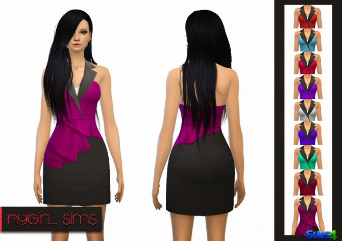 Sims 4 Sleeveless Asymmetric Peplum Dress at NyGirl Sims