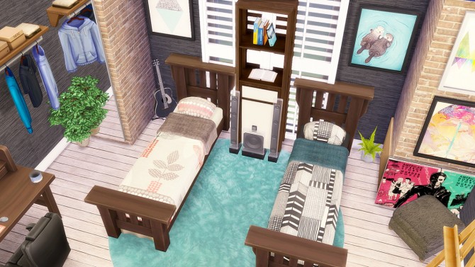 Sims 4 Double Mission Single Bed at Simkea