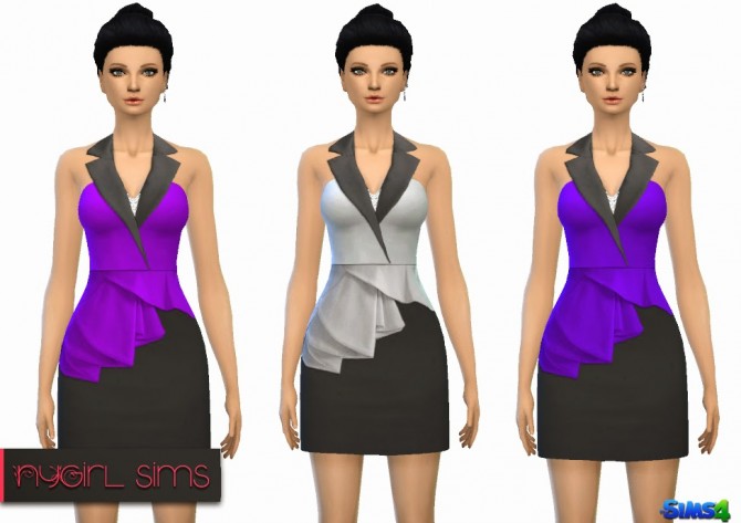Sims 4 Sleeveless Asymmetric Peplum Dress at NyGirl Sims