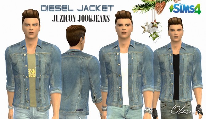 Sims 4 Mens denim jacket by Olesmit at OleSims