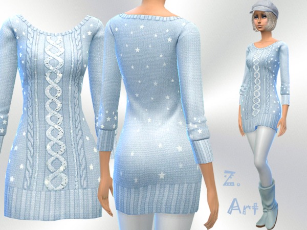 Sims 4 Blue Ice sweater dress by Zuckerschnute20 at TSR