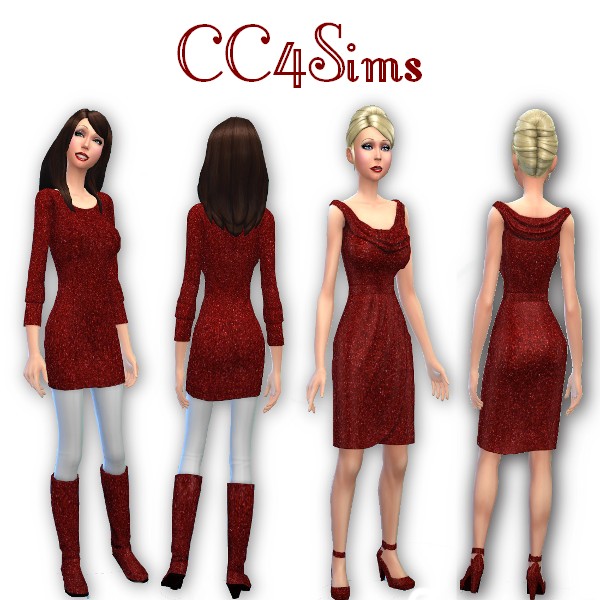 Sims 4 2 red dresses by Christine at CC4Sims