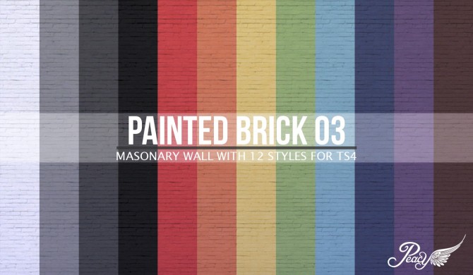 Sims 4 Painted Brick Walls, 3 sets at Simsational Designs