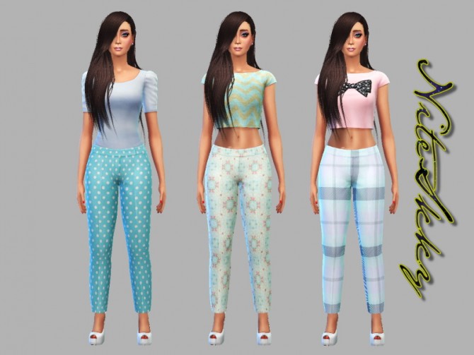 Sims 4 Printed cropped pants at NiteSkky Sims
