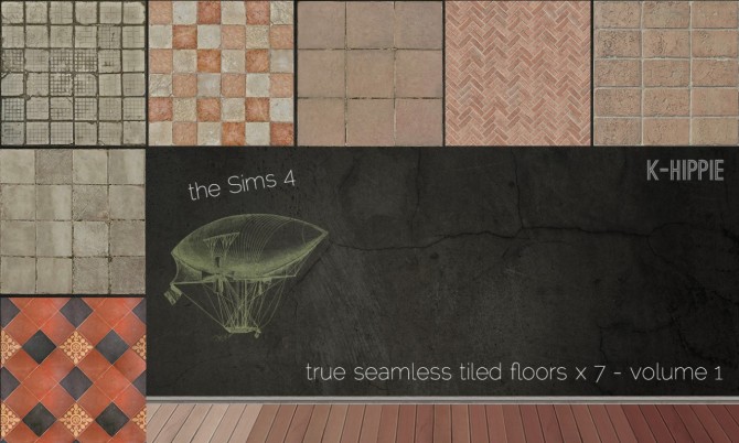 Sims 4 7 tiled floors vol. 1 at K hippie