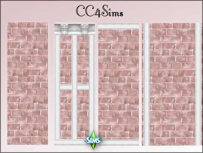 Sims 4 Pink brick walls by Christine at CC4Sims
