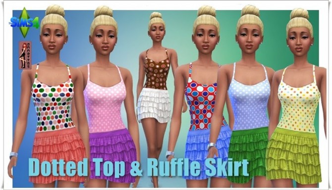 Sims 4 Dotted Top & Ruffle Skirt at Annett’s Sims 4 Welt