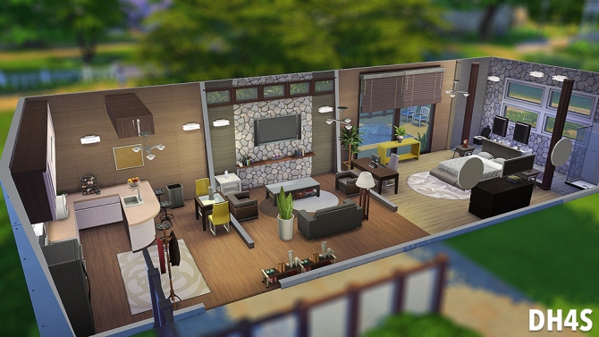 Sims 4 Pièce tout en un : Wood & Modernity house at DH4S