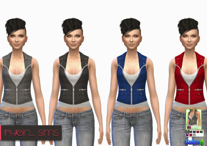 Sims 4 Pocketed Leather Vest with Tank at NyGirl Sims